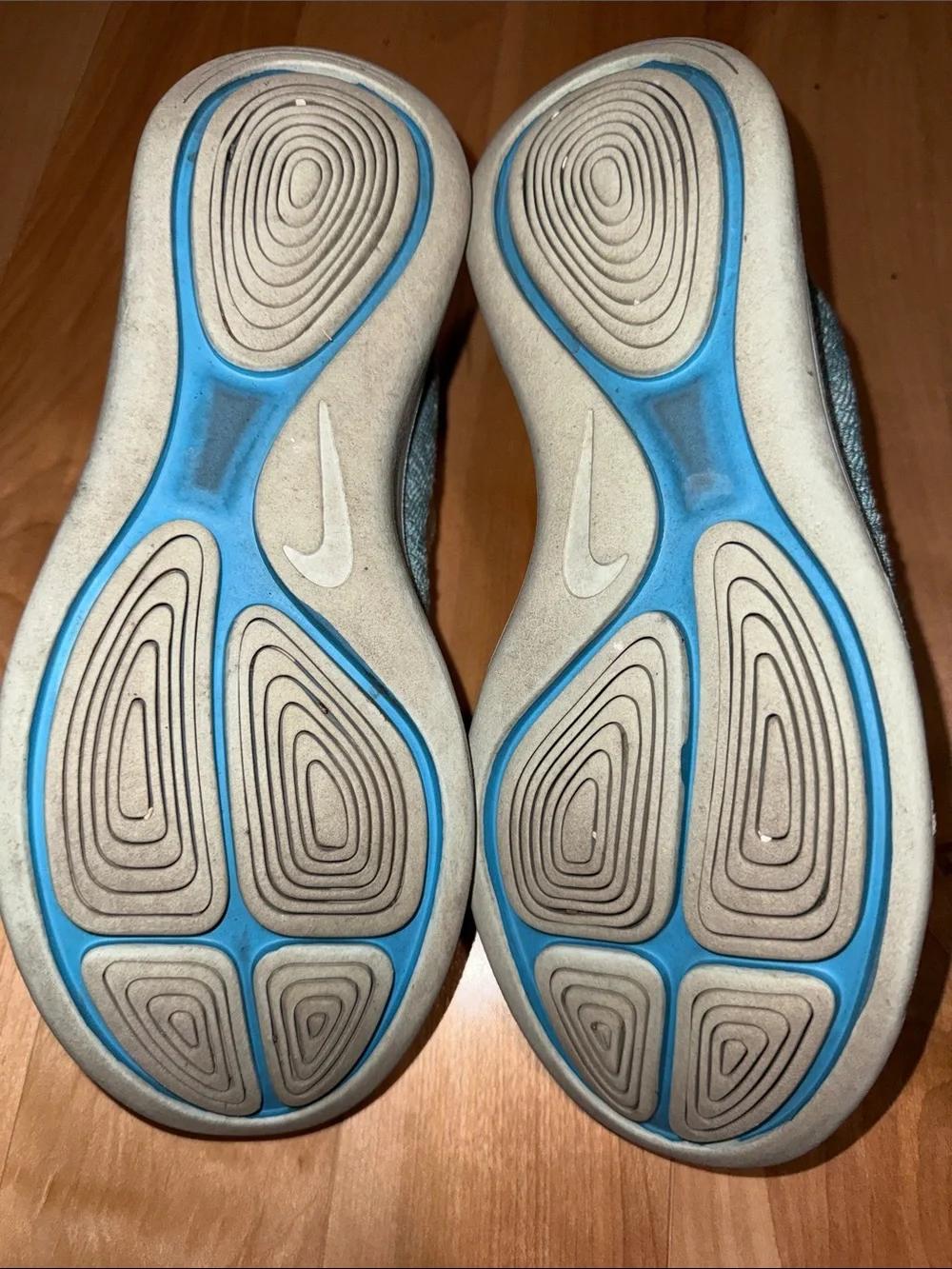 Nike Womens Light Blue Flyknit Lunar Running Shoes 9